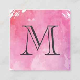 Carte De Visite Carré Monogramme couleur eau rose