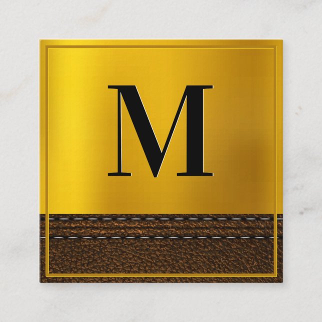 Carte De Visite Carré Monogramme de dégradé d'or | Bordure (Devant)