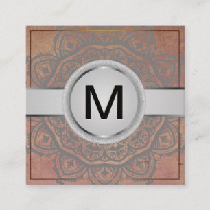 Carte De Visite Carré Monogramme de luxe Motif Mandala