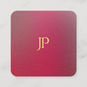 Carte De Visite Carré Monogramme d'or Structuré Texturé Modèle