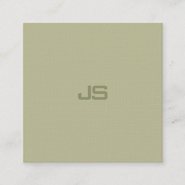 Carte De Visite Carré Monogramme élégant Design moderne Vert tendance Lu (Devant)