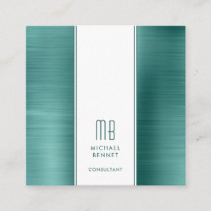 Carte De Visite Carré Monogramme Emerald Green Métallurgie Consultant