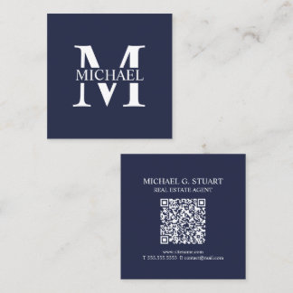 Carte De Visite Carré Monogramme et nom professionnel
