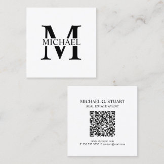 Carte De Visite Carré Monogramme et nom professionnels