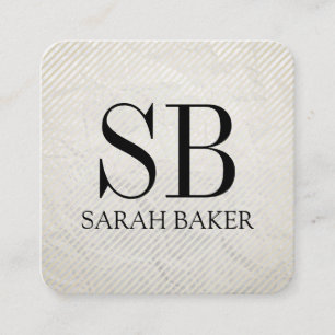 Carte De Visite Carré Monogramme et rayures de texture contemporaine