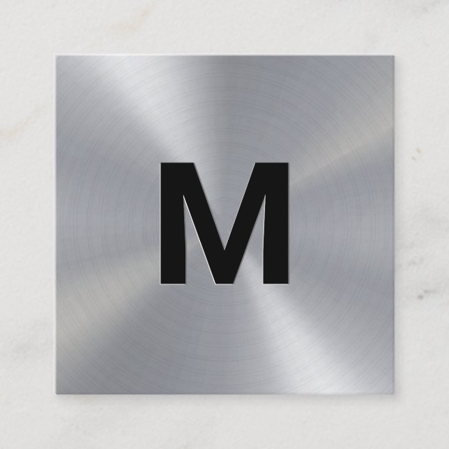 Carte De Visite Carré Monogramme | Metallique (Devant)