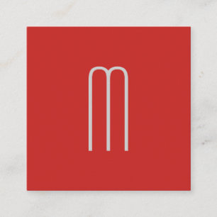 Carte De Visite Carré Monogramme minimaliste moderne rouge noir