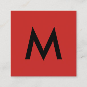 Carte De Visite Carré Monogramme minimaliste rouge noir