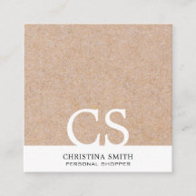 Monogramme moderne Kraft Imprimé blanc pur