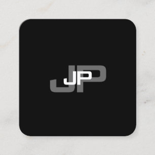 Carte De Visite Carré Monogramme moderne noir blanc Modèle simple