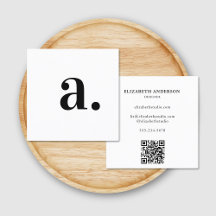 Monogramme noir blanc minimaliste Code QR moderne