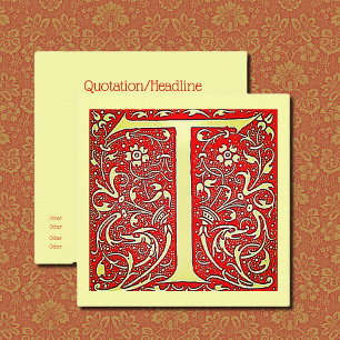 Carte De Visite Carré Monogramme ornemental antique - capital T Carré