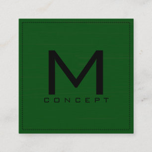 Carte De Visite Carré Monogramme Professionnel Élégant Moderne Vert