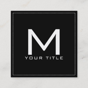 Carte De Visite Carré Monogramme Professionnel Élégant Noir Moderne