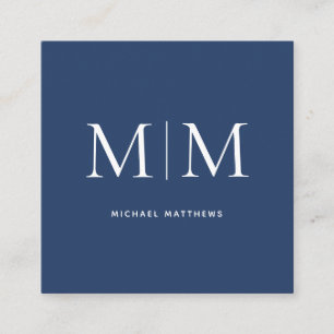Carte De Visite Carré Monogramme Professionnel Élégant Simple Marine Mod