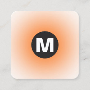 Carte De Visite Carré Monogramme rond - Dégradé - Orange sur blanc
