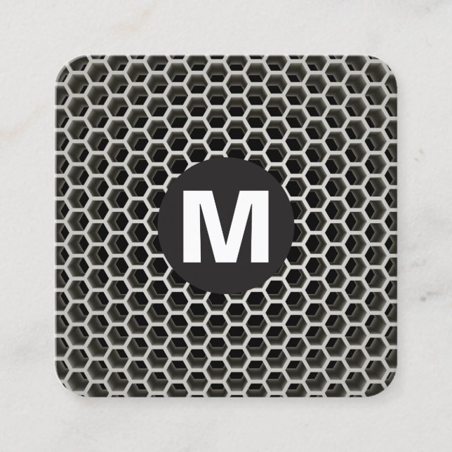 Carte De Visite Carré Monogramme rond - Honeycomb Chaud (Devant)