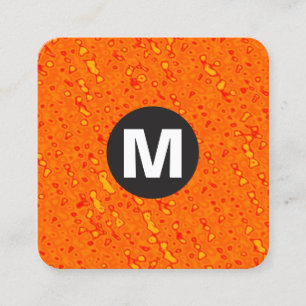 Carte De Visite Carré Monogramme rond - Texture orange