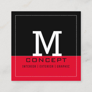 Carte De Visite Carré Monogramme rouge Cadmium moderne professionnel