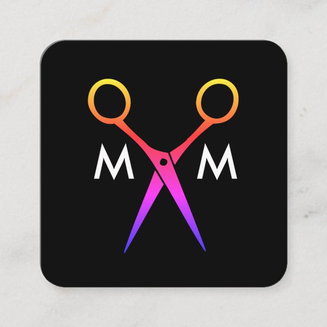 Carte De Visite Carré Monogramme Salon Shears (Devant)