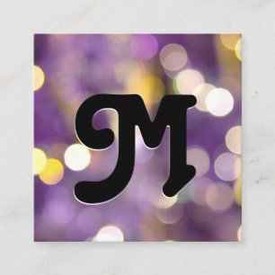 Carte De Visite Carré Monogramme Serif Purple Bokeh