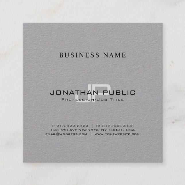 Carte De Visite Carré Monogramme Simple Chic Plain Luxe Design tendance (Devant)