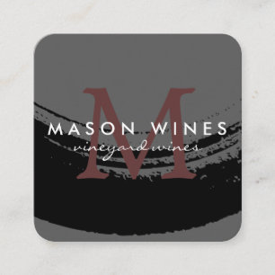 Carte De Visite Carré Monogramme Verre de vin brossé artistique