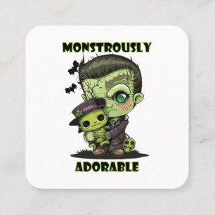 Carte De Visite Carré Monstre Frankenstein mignon avec plushie