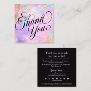 Carte De Visite Carré Mordern tendance Opal rose et Merci or