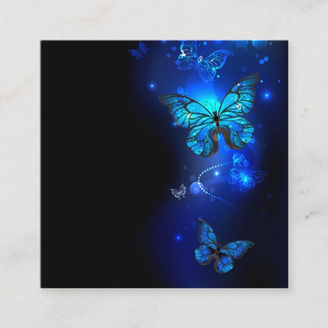 Carte De Visite Carré Morpho Butterfly in the Dark Background (Devant)