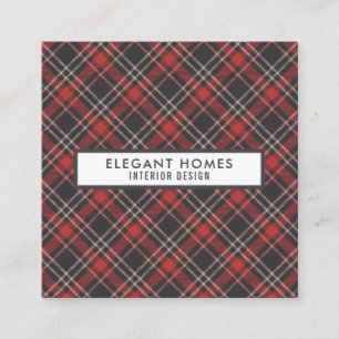 Carte De Visite Carré Motif carreau tartan élégant