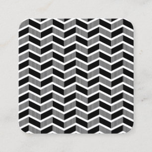 Carte De Visite Carré Motif Chevron - noir et blanc