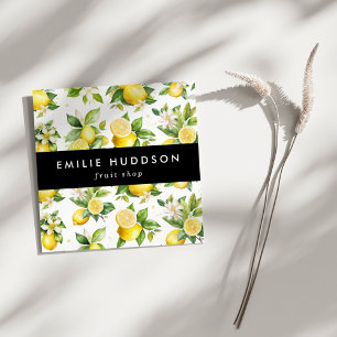 Carte De Visite Carré Motif citron, Fleurs de citron, Agrumes, Boutique 