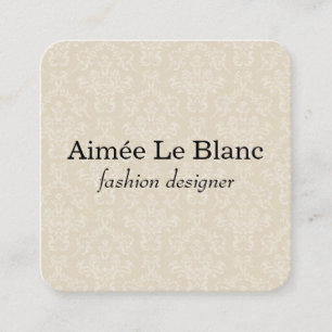 Carte De Visite Carré Motif damassé élégant (crème)