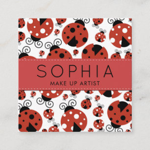 Carte De Visite Carré Motif De Ladybugs, Mignons Ladybugs, Red Ladybugs