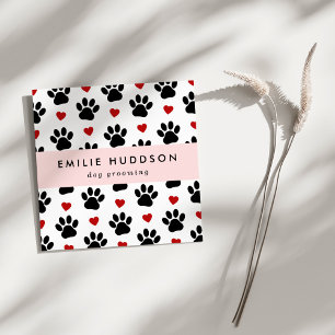 Carte De Visite Carré Motif De Pâtes, Groomer De Chiens, Marcheur De Chi