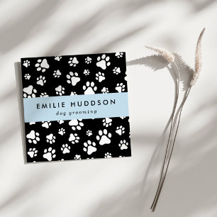 Carte De Visite Carré Motif De Pâtes, Groomer De Chiens, Marcheur De Chi