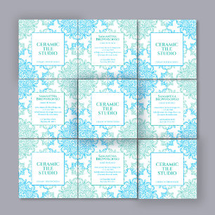 Carte De Visite Carré Motif en mosaïque bleu vert clair