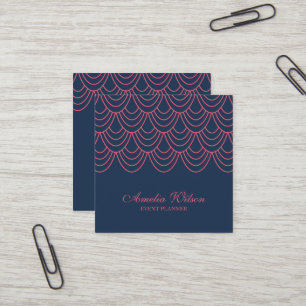 Carte De Visite Carré Motif géométrique bleu et rose élégant