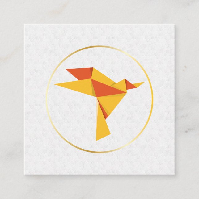 Carte De Visite Carré Motif géométrique | Origami Bird (Devant)