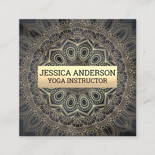 Carte De Visite Carré Motif Gold Mandala (Devant)