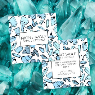 Carte De Visite Carré Motif Magique de Cristaux de Quartz à l'Aquarelle 