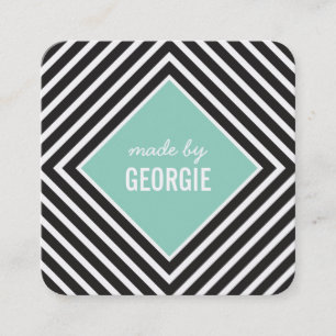 Carte De Visite Carré MOTIF MODERNE diamant noir menthe blanche