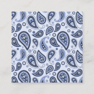 Carte De Visite Carré Motif Paisley Bleu