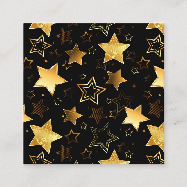 Carte De Visite Carré Motif sans couture avec étoiles d'or (Devant)