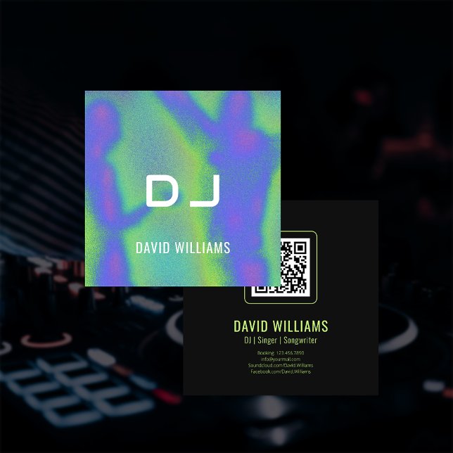 Carte De Visite Carré Music Party DJs Singer Songwriter QR Code (Music Party DJs Singer Songwriter QR Code Square Business Card)
