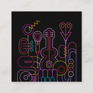 Carte De Visite Carré Musique Neon Coloris Design