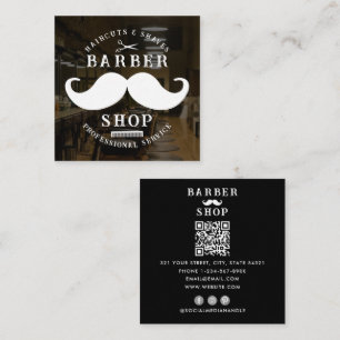 Carte De Visite Carré Mustache Barber Shop Masculine Hairstyliste Photo