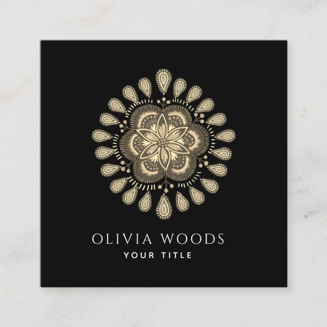 Carte De Visite Carré Mystic Dark Boho Floral Mandala (Devant)