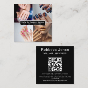 Carte De Visite Carré Nail Art Beauté Salon Manicure Spécialiste QR Code